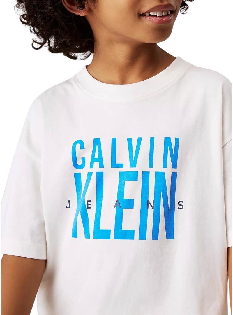 Camiseta Calvin Klein Jeans Bold branca para criança.