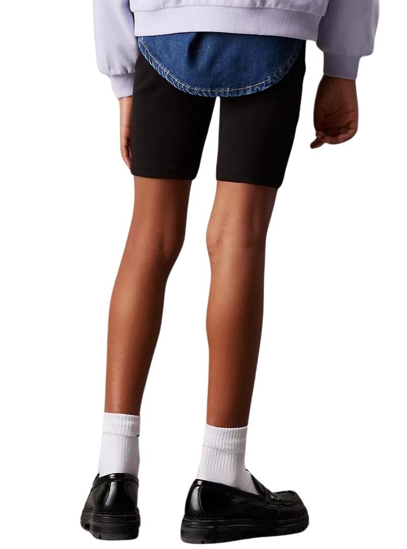 Calça legging Calvin Klein Rib Cycling preta para menina.