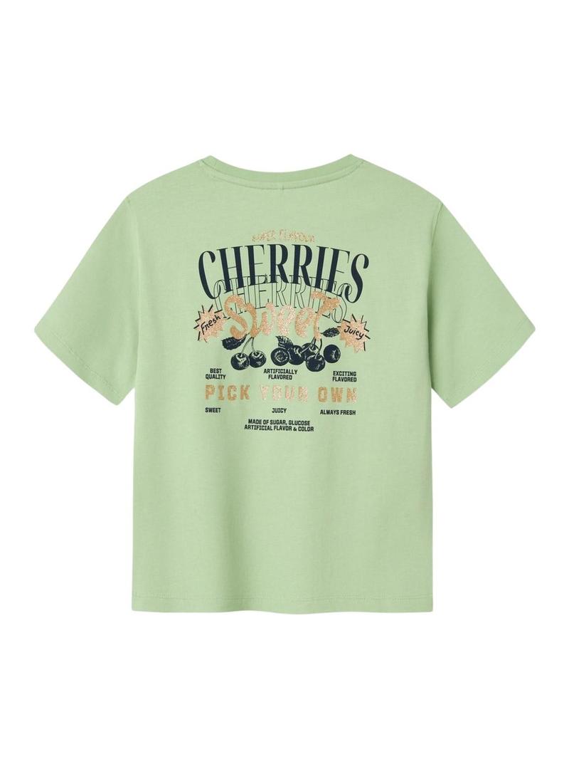 Camiseta Name It Bapol verde para menina.