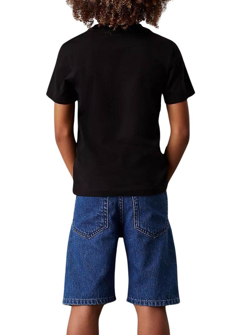 Camiseta Calvin Klein Jeans Label preta para criança.