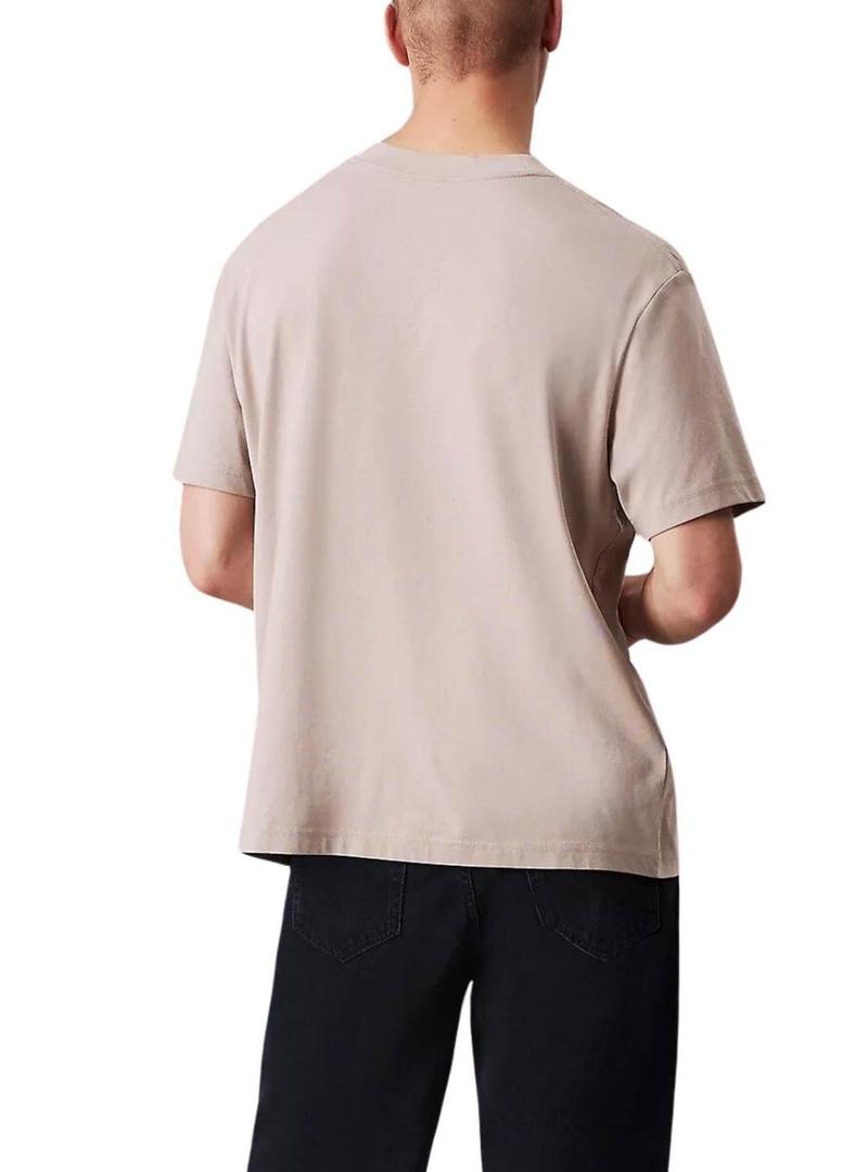 Camiseta Calvin Klein texturizada bege para homem.