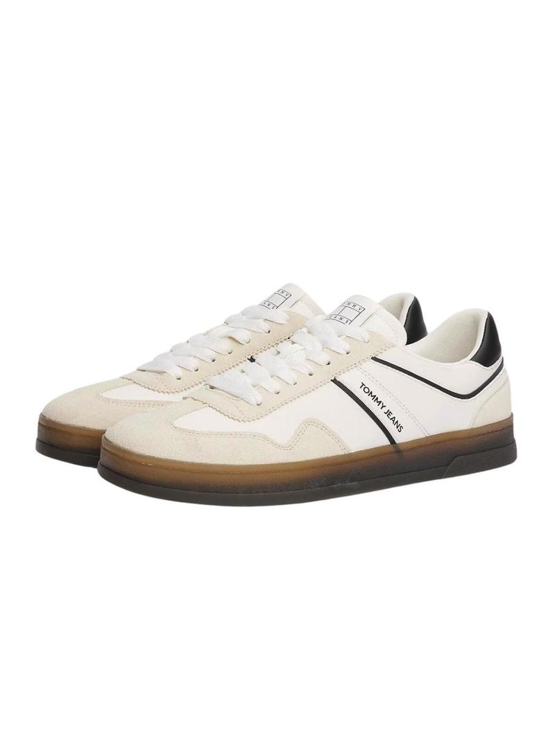 Sapatilhas Tommy Jeans Greenwich branco e preto para homem.
