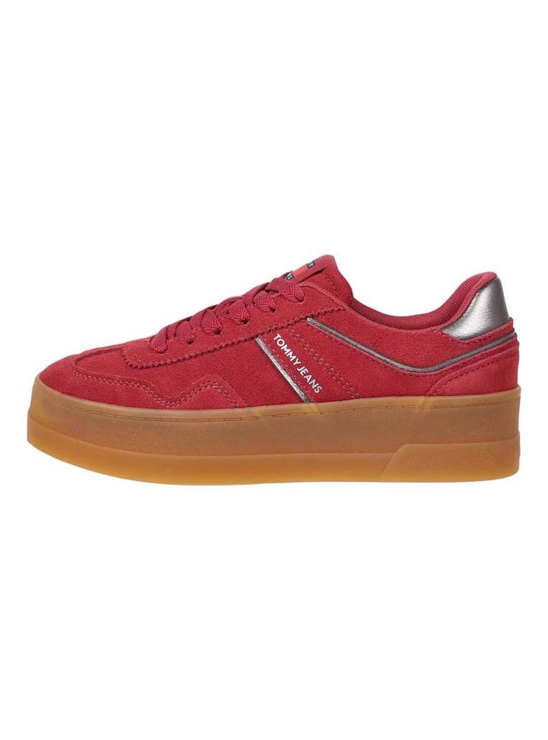 Sapatilhas Tommy Jeans Greemwich Platform vermelhas para mulher.
