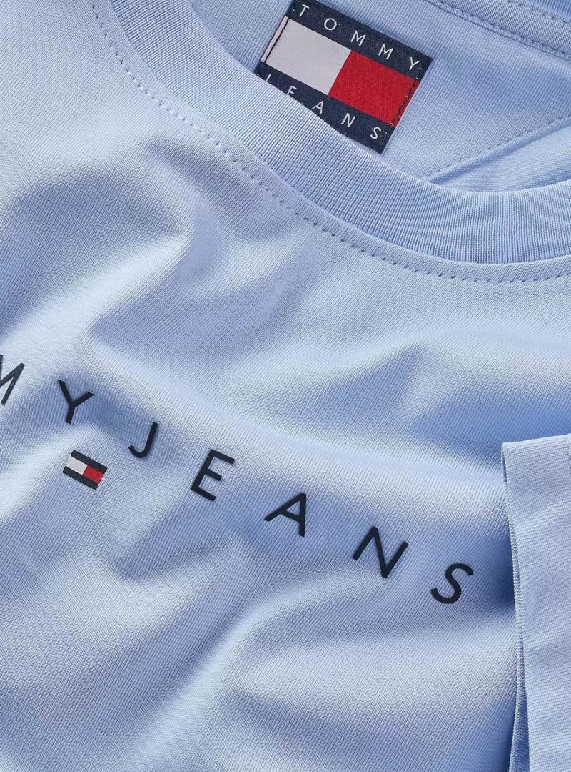 Camiseta Tommy Jeans Slim Linear azul para mulher.