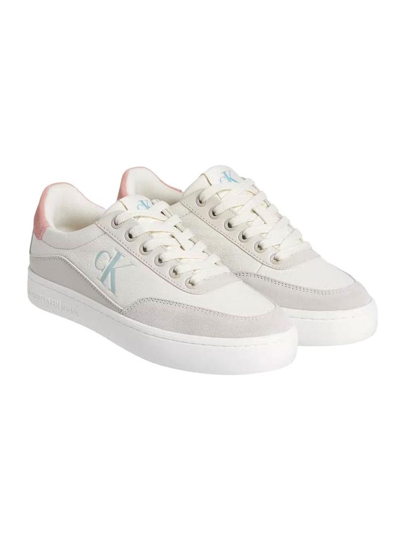 Sapatilhas Calvin Klein Jeans Classic Cupsole brancas para mulher.