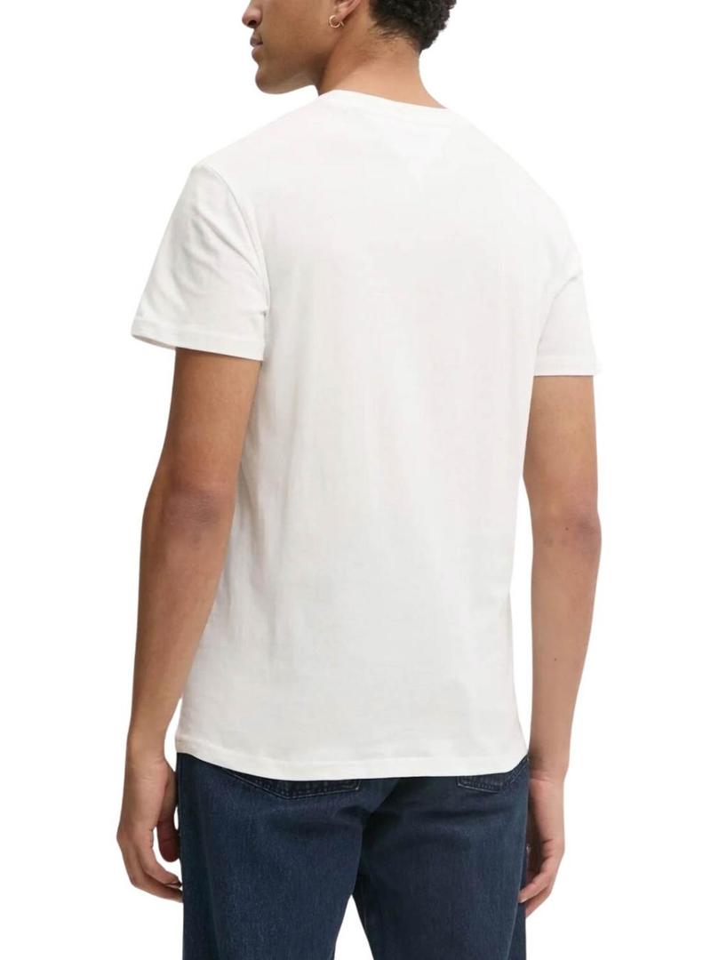 Camiseta Tommy Jeans Linear Chest bege para homem