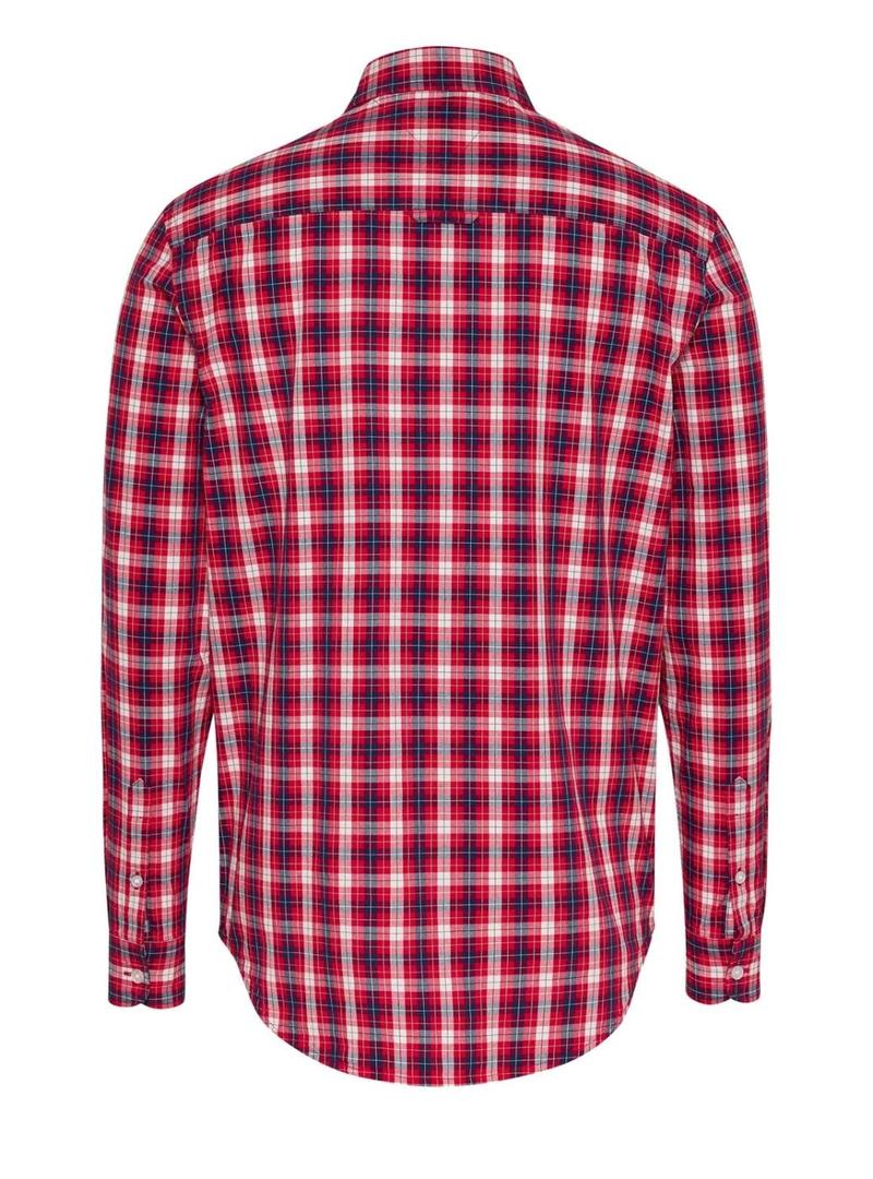 Camisa Tommy Jeans Poplin Check vermelha para homem