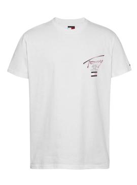 Camiseta Tommy jeans Sign City branco para homem.