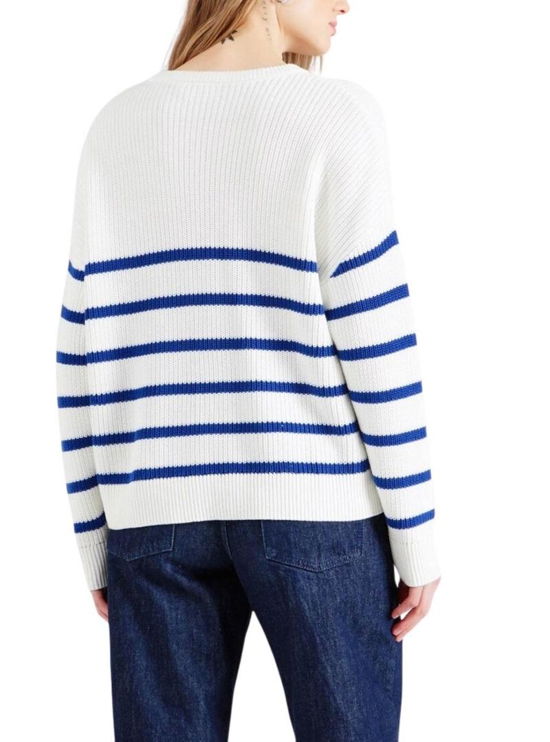 Camisola Vila Vichinga branca e azul para mulher