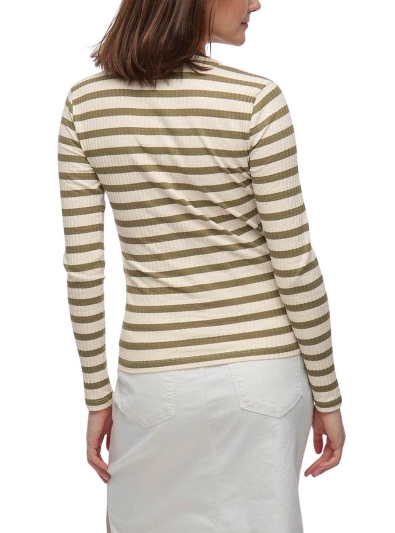 Camiseta Vila Viamelie verde e bege para mulher.