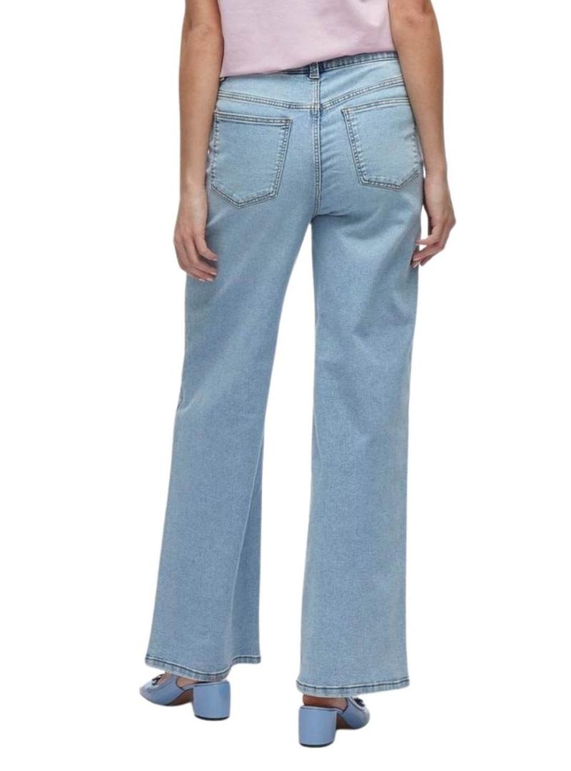 Calça de ganga Vila Viemma em denim claro para mulher.