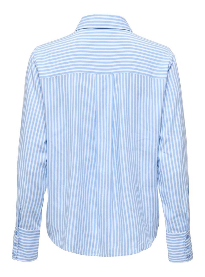 Camisa Only Berit azul e branco para mulher.