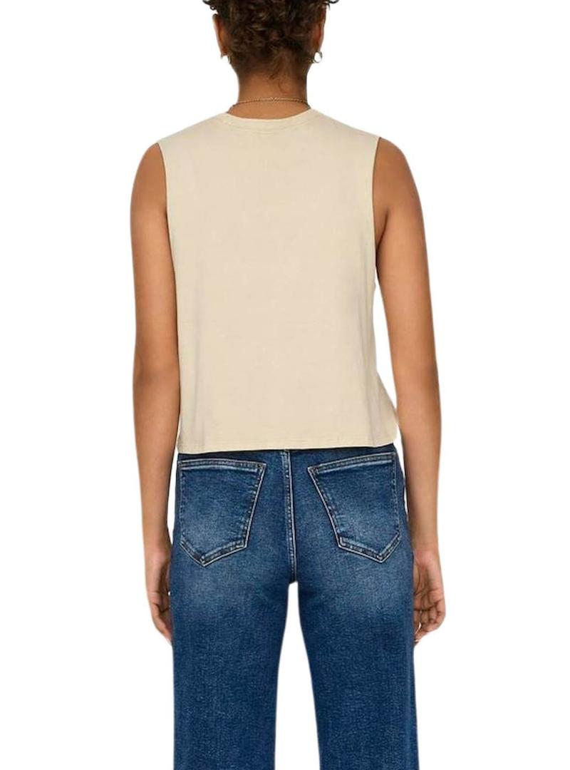 Camiseta Only Lucy Knot Eagle Beige Para Mulher.