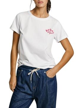 Camiseta Pepe Jeans Rosey branca para mulher.