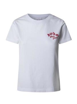 Camiseta Pepe Jeans Rosey branca para mulher.