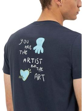 Camiseta El Pulpo The Artist azul marinho para homem.