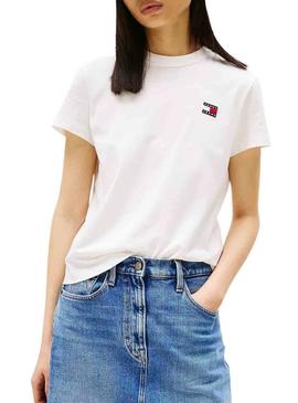 Camiseta Tommy Jeans Reg branca para mulher.