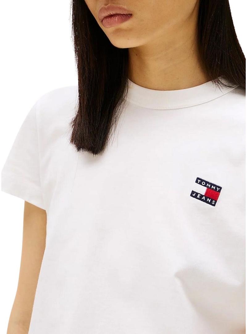 Camiseta Tommy Jeans Reg branca para mulher.