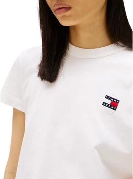 Camiseta Tommy Jeans Reg branca para mulher.
