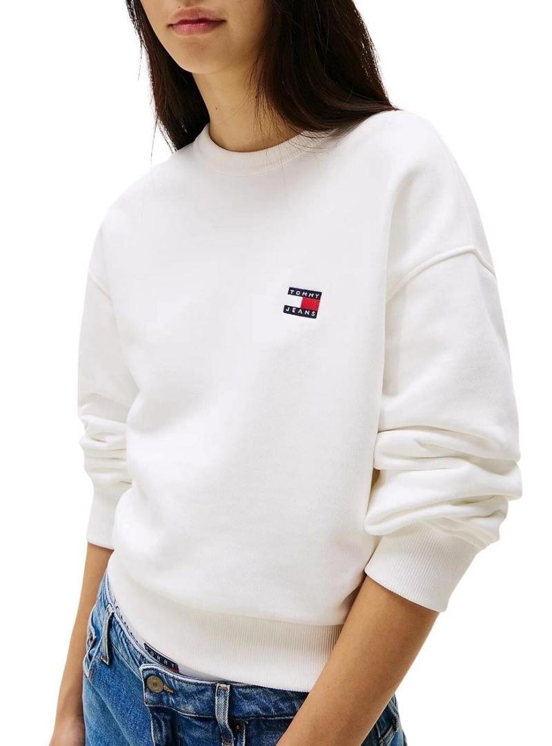 Blusa Tommy Jeans Badge branca para mulher