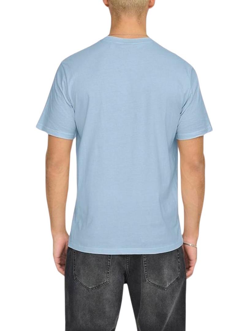 Camiseta Only and Sons Dawson azul para homem