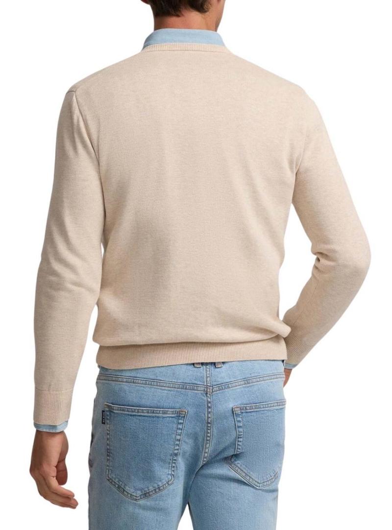 Camisola em V em tons de bege da marca Silbon para homem.