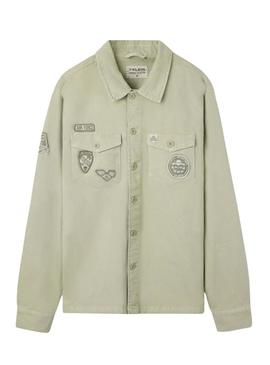 Camisa sobreposta Silbon verde para homem