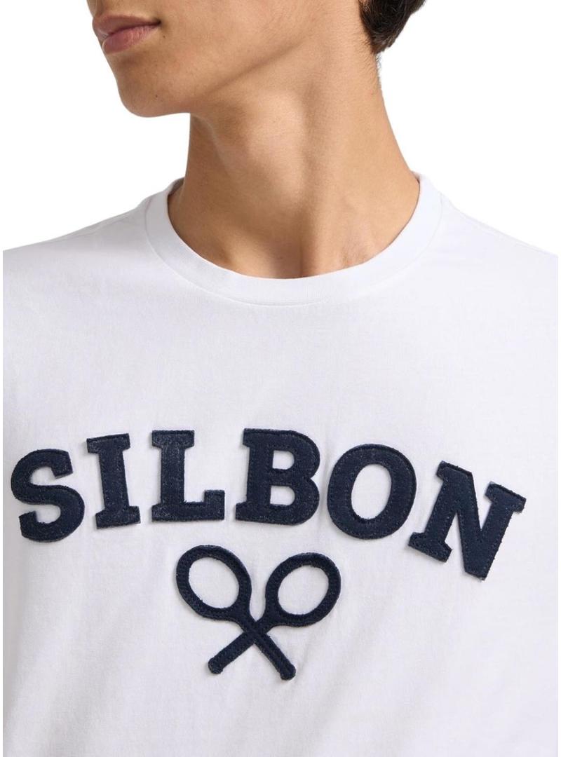 Camiseta Silbon Raqueta branca para homem