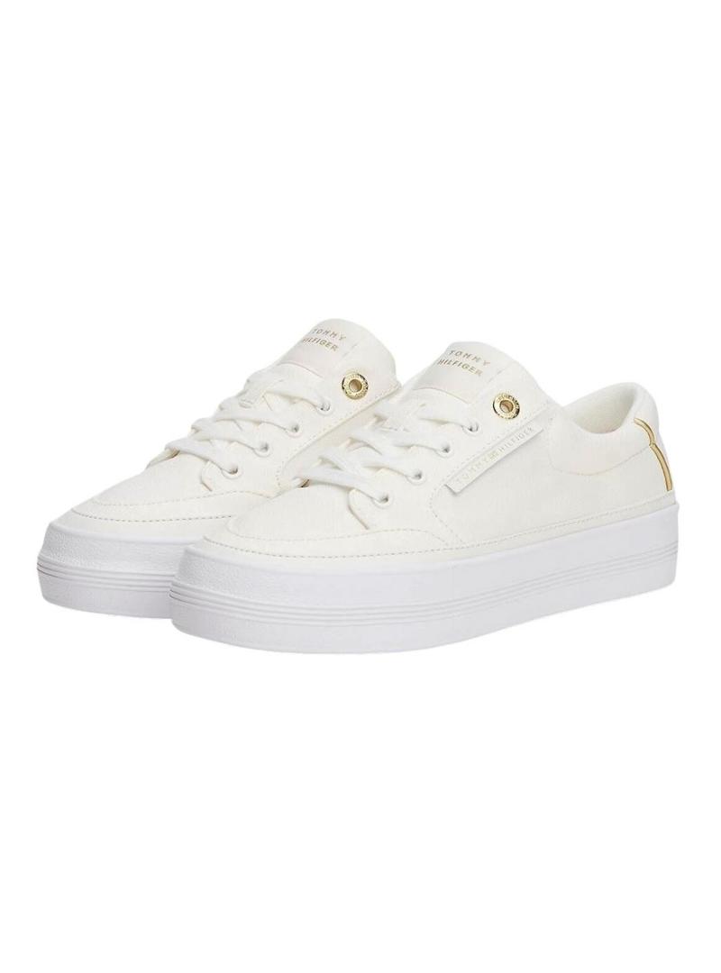Sapatilhas Tommy Hilfiger Vulc Textile branco para mulher.