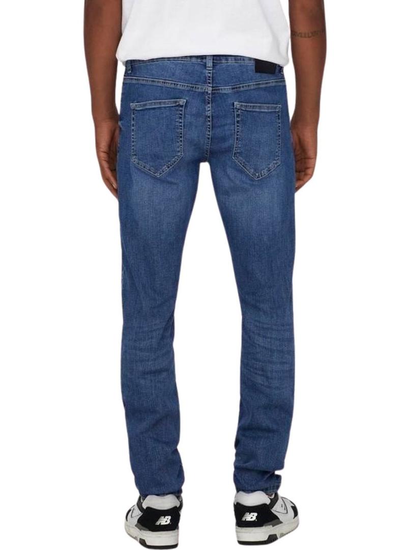 Calça jeans Only and Sons Weft azul para homem.