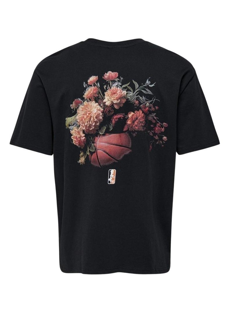 Camiseta Only and Sons Basketball preta para homem.