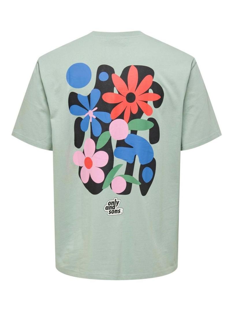 Camiseta Only and Sons Flower verde para homem