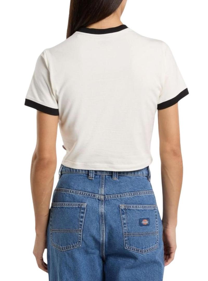 Camiseta Dickies Lewistown branca para mulher.