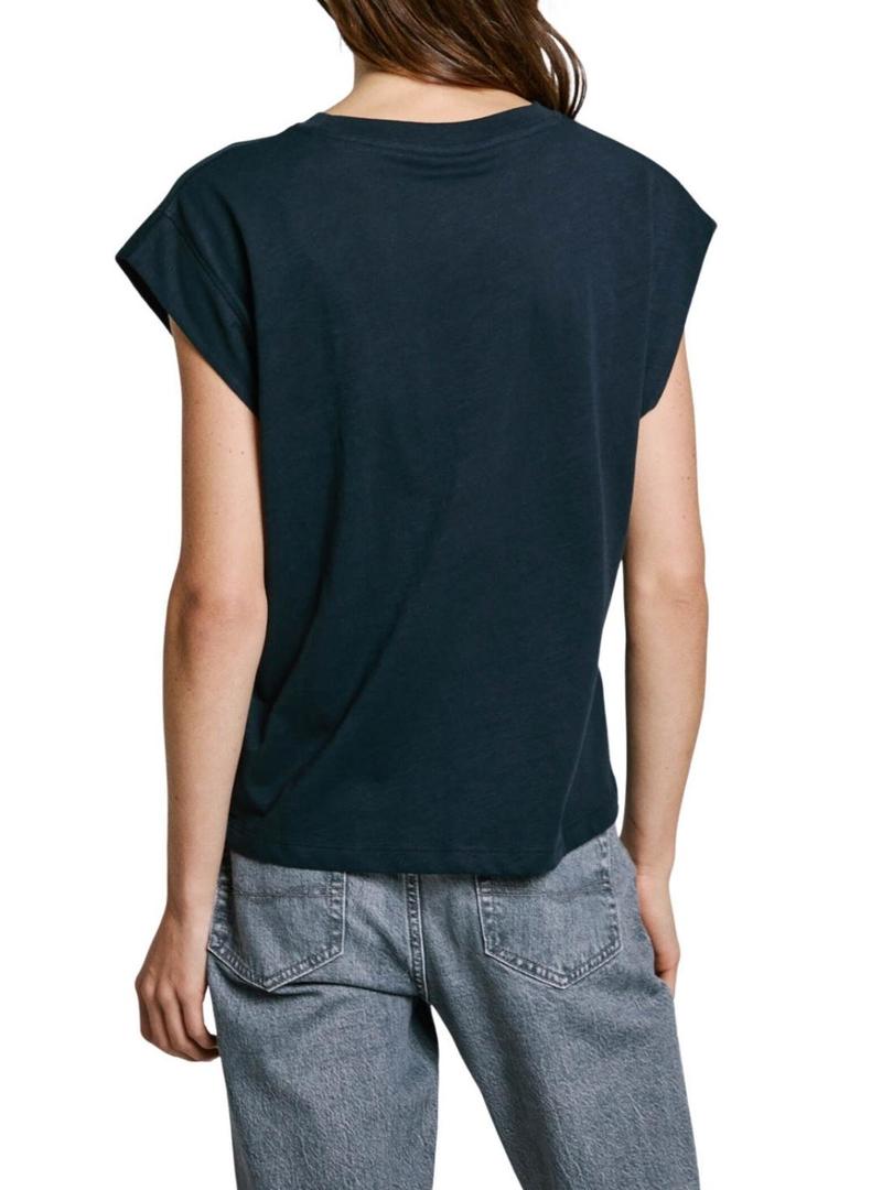 Camiseta Pepe Jeans Listra azul marinho para mulher.