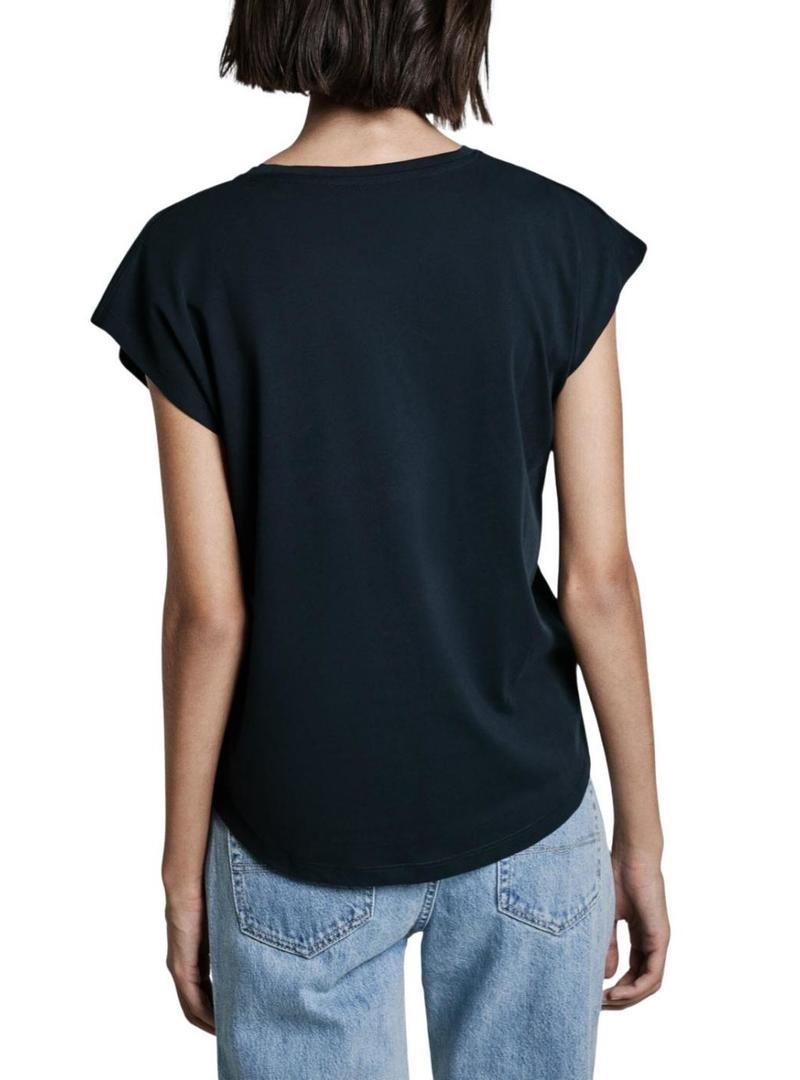 Camiseta Pepe Jeans Blooma azul marinho para mulher.