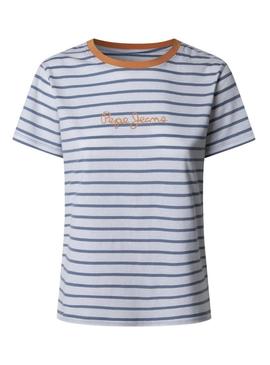 Camiseta Pepe Jeans Elba listrada azul para mulher