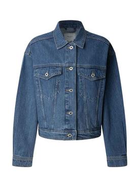 Jaqueta jeans Pepe Jeans listrada para mulher.