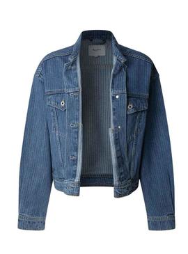 Jaqueta jeans Pepe Jeans listrada para mulher.