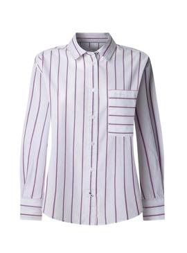 Camisa Pepe Jeans Cherry rosa e branco para mulher.