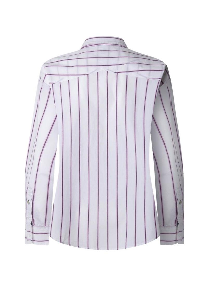 Camisa Pepe Jeans Cherry rosa e branco para mulher.