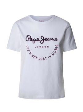 Camiseta Pepe Jeans Rumer branca para mulher.