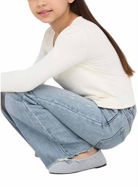 Calça jeans Only Kids Juicy clara para menina.