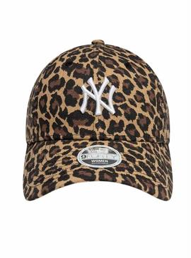 Touca New Era Leopard marrom para mulher