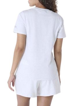 Camiseta New Era Athletics cinza para mulher