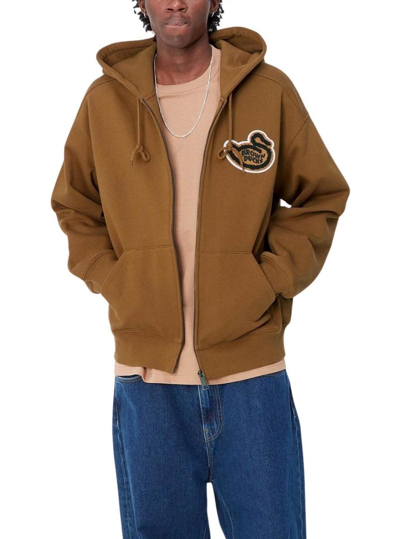 Moletom Carhartt Ducks camel com zíper para homem.