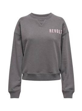 Moletom Only Abigail cinza para mulher.