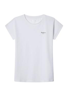 Camiseta Pepe Jeans Bloomy branca para menina.
