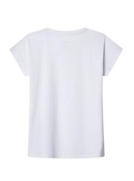 Camiseta Pepe Jeans Bloomy branca para menina.