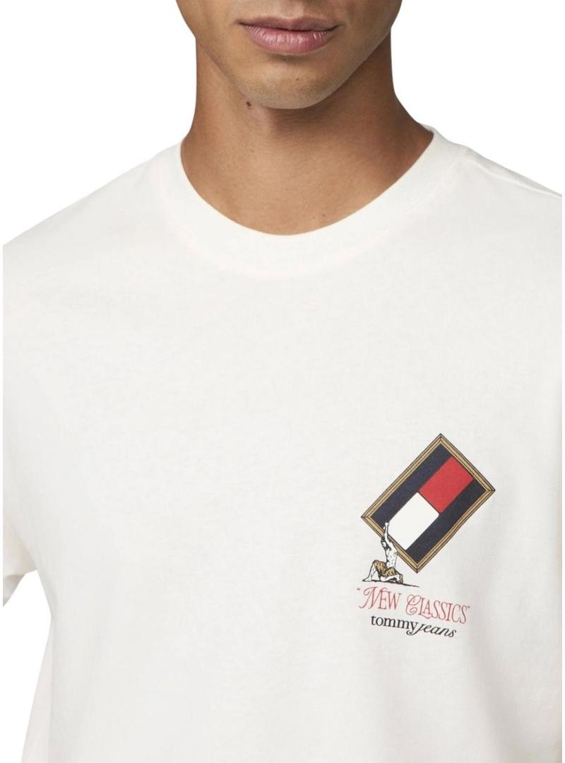 Camiseta Tommy Jeans Ancient branca para homens.