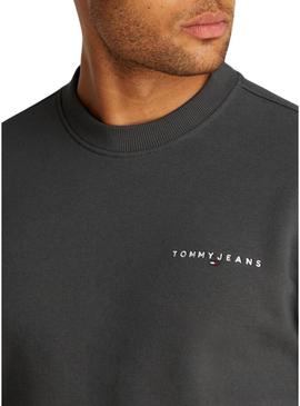 Moletom Tommy Jeans Linear preto para homem.